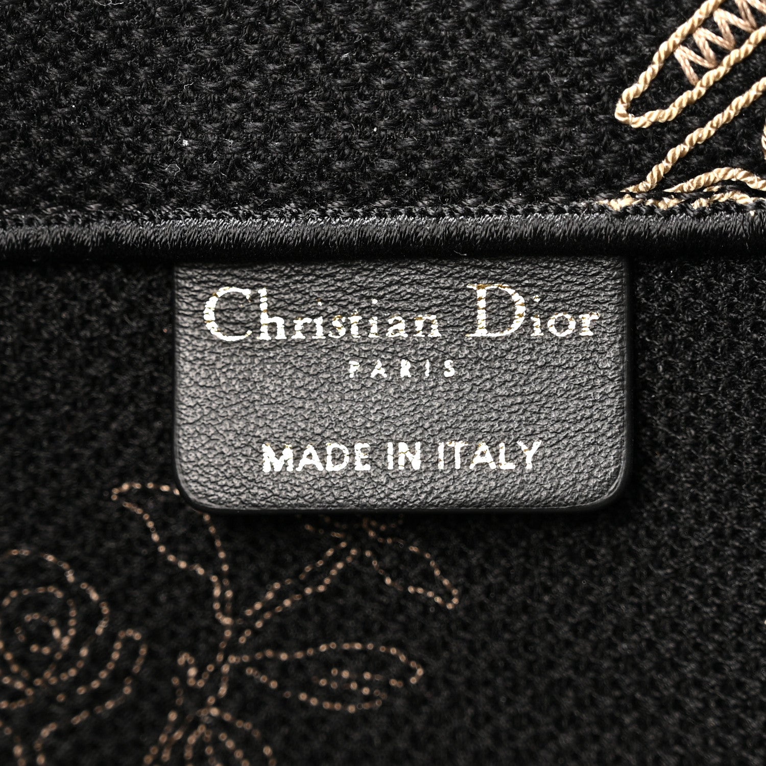 Christian Dior Canvas Embroidered Large Ornamental Cornely Book Tote Black Beige