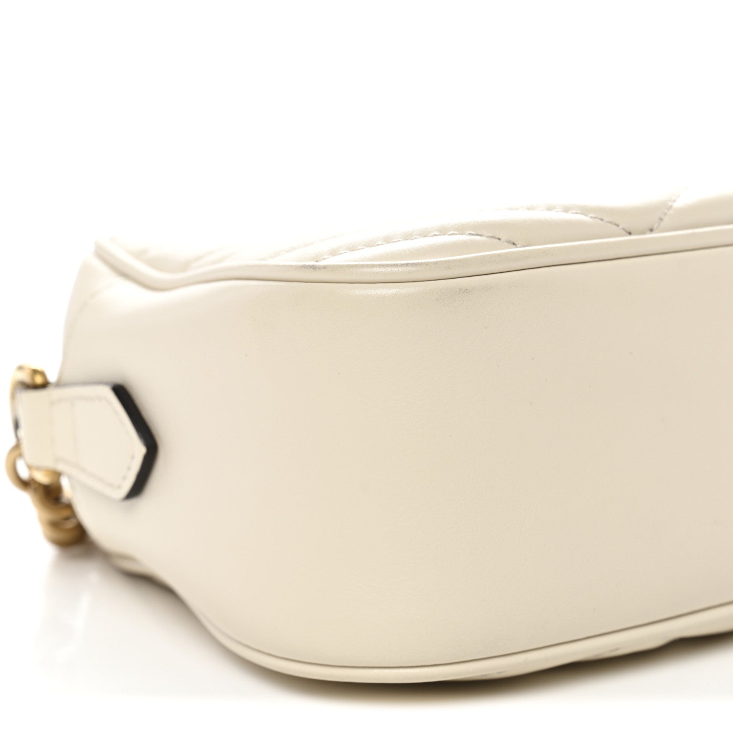 Gucci Calfskin Matelasse Small GG Marmont Chain Shoulder Bag White