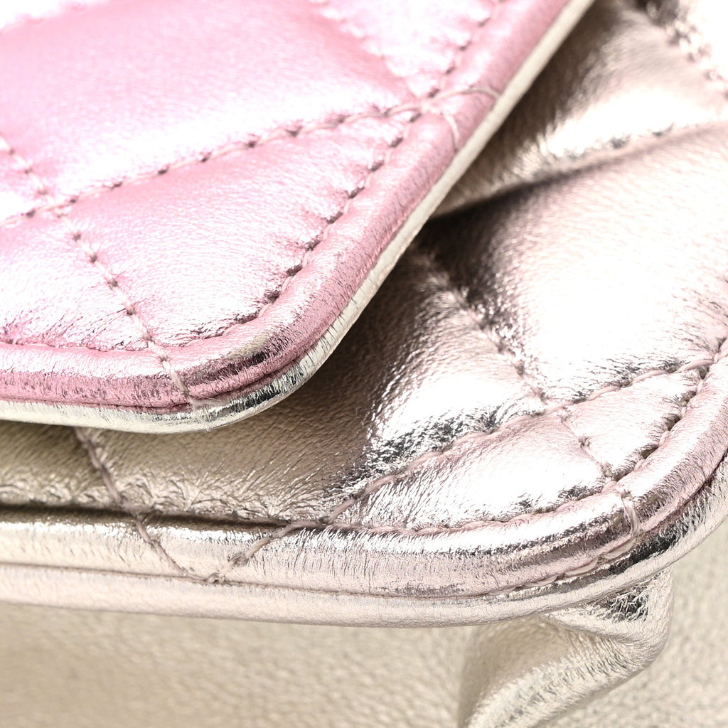 Chanel Gradient Metallic Lambskin Quilted Like A Wallet Wallet On Chain WOC Gold Pink