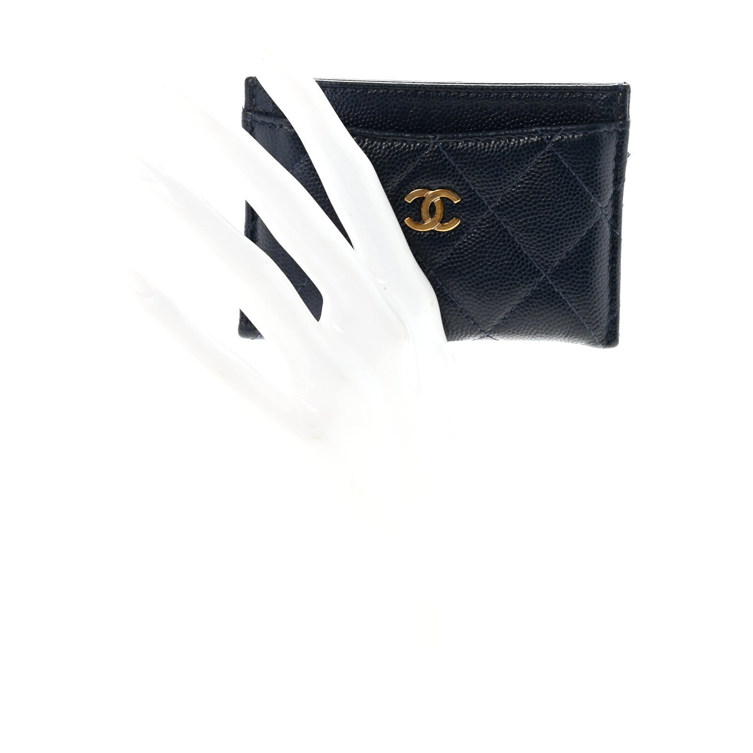 Caviar Quilted Card Holder Navy
