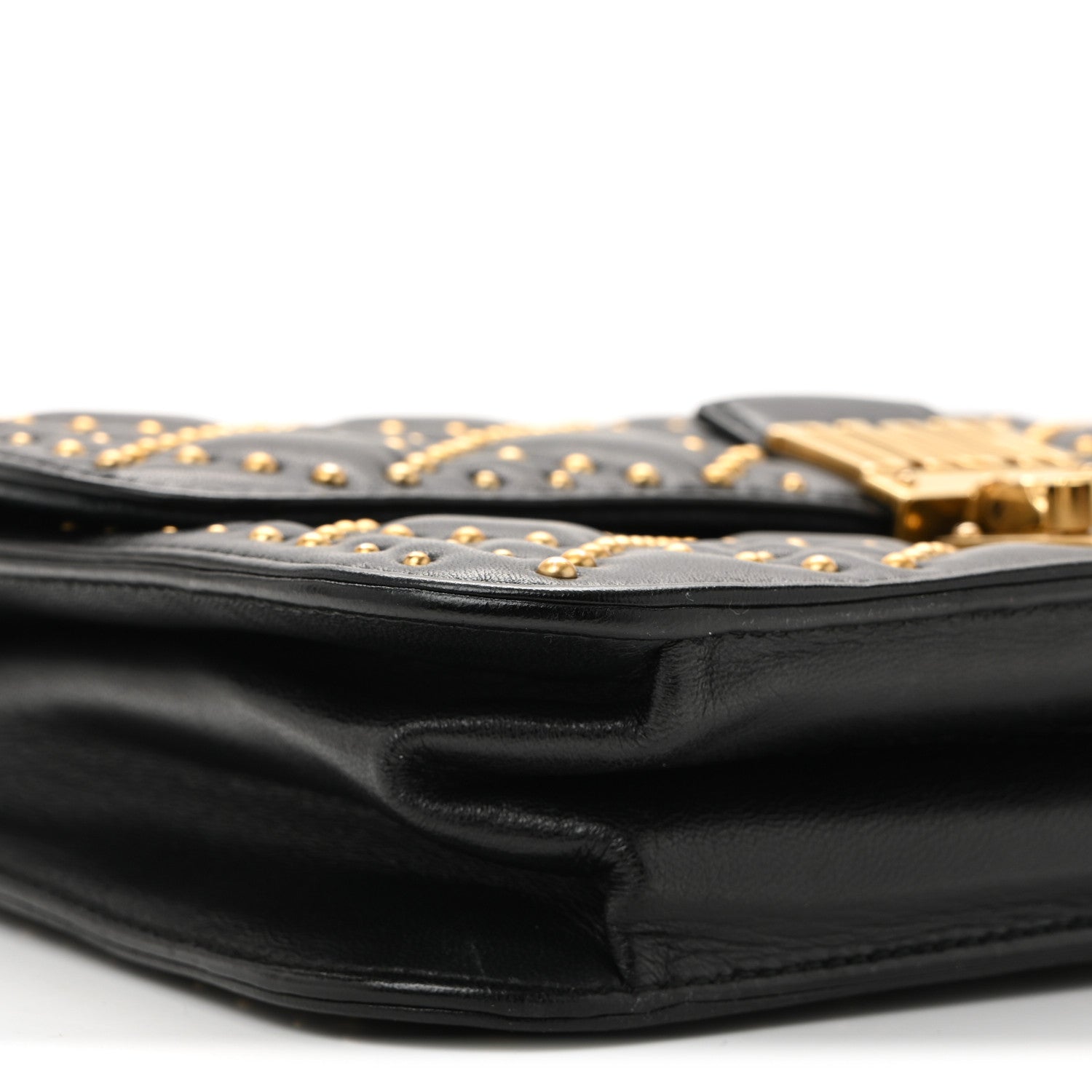 Christian Dior Lambskin Cannage Studded Large Dioraddict Flap Bag Black