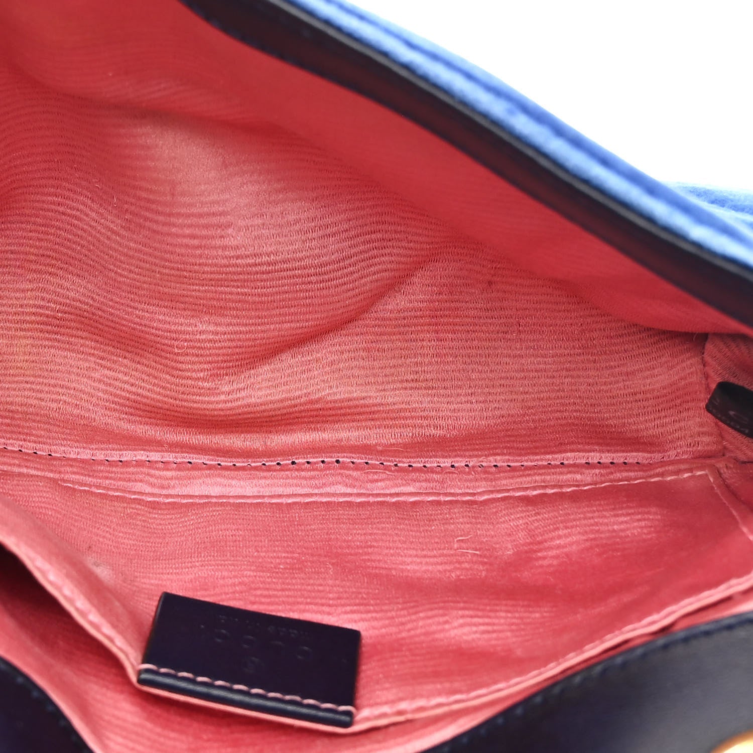 Gucci Velvet Matelasse Mini GG Marmont Shoulder Bag Cobalt Blue