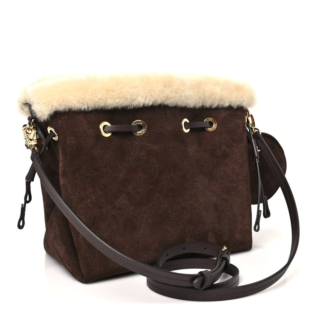 Louis Vuitton Suede Mahina Shearling Cozygram Bella Chocolate