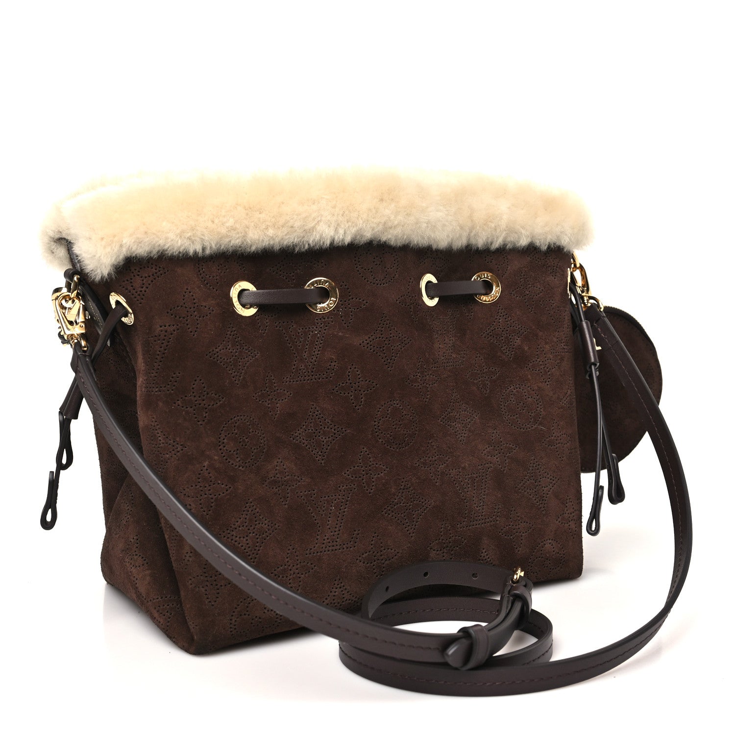 Louis Vuitton Suede Mahina Shearling Cozygram Bella Chocolate