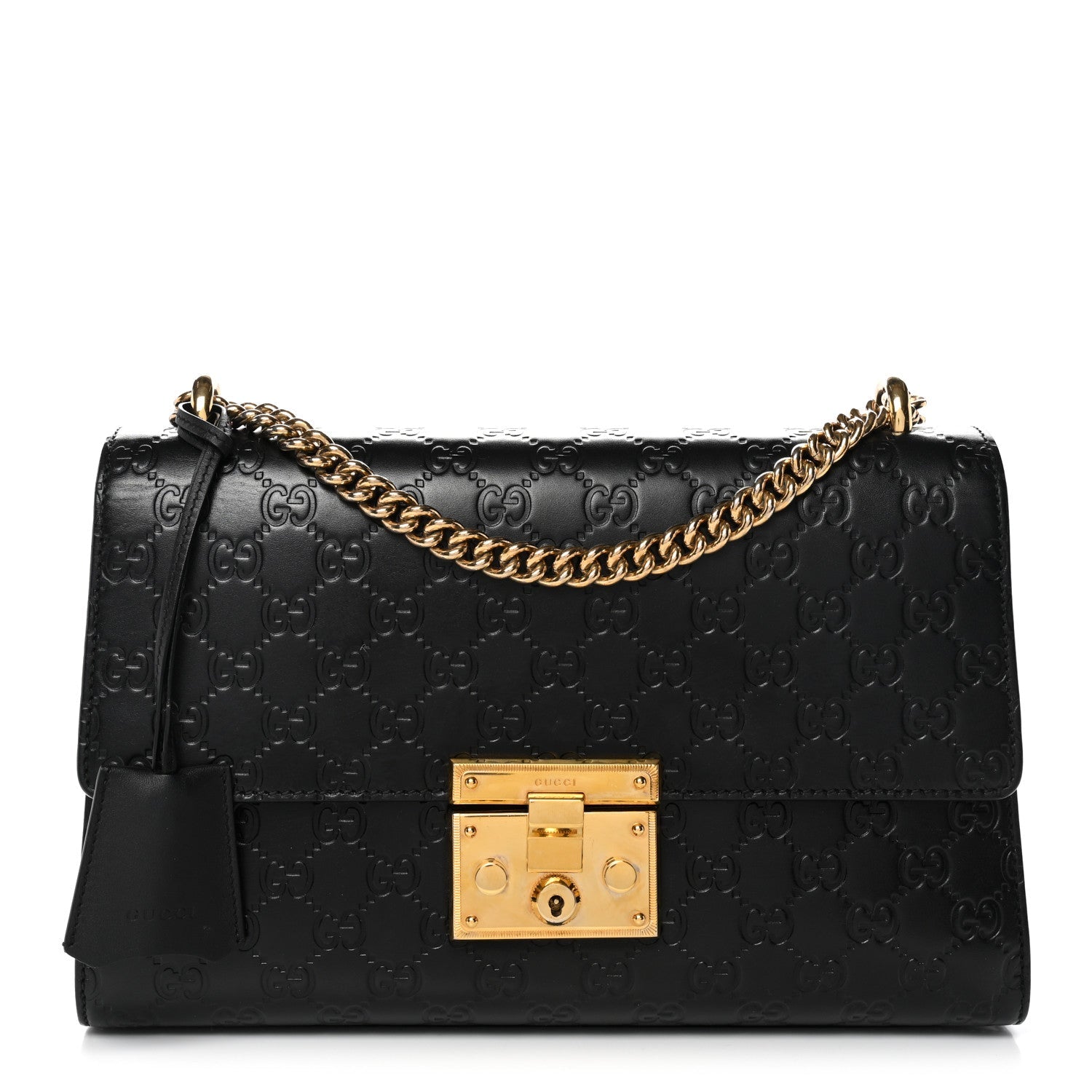 Gucci Guccissima Medium Padlock Shoulder Bag Black