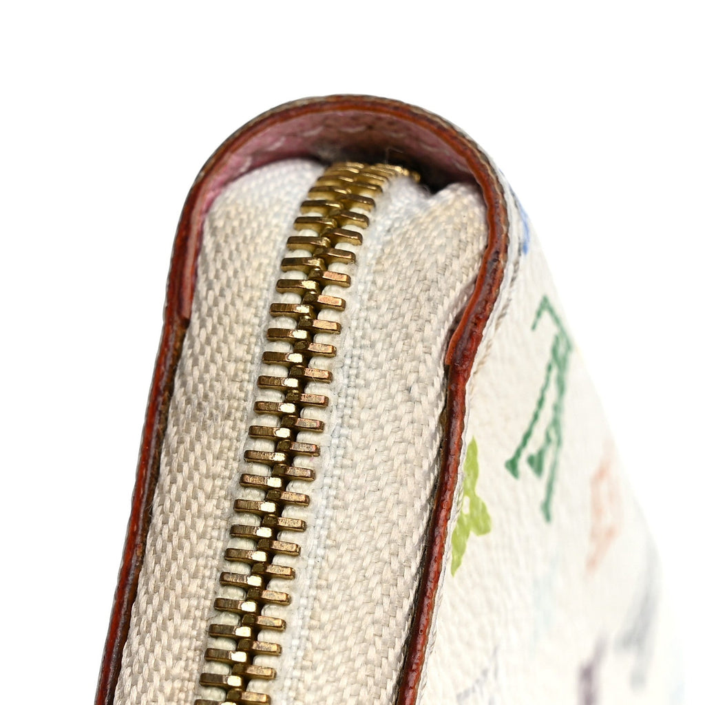 Louis Vuitton Monogram Multicolor Zippy Coin Purse Wallet White Litchi
