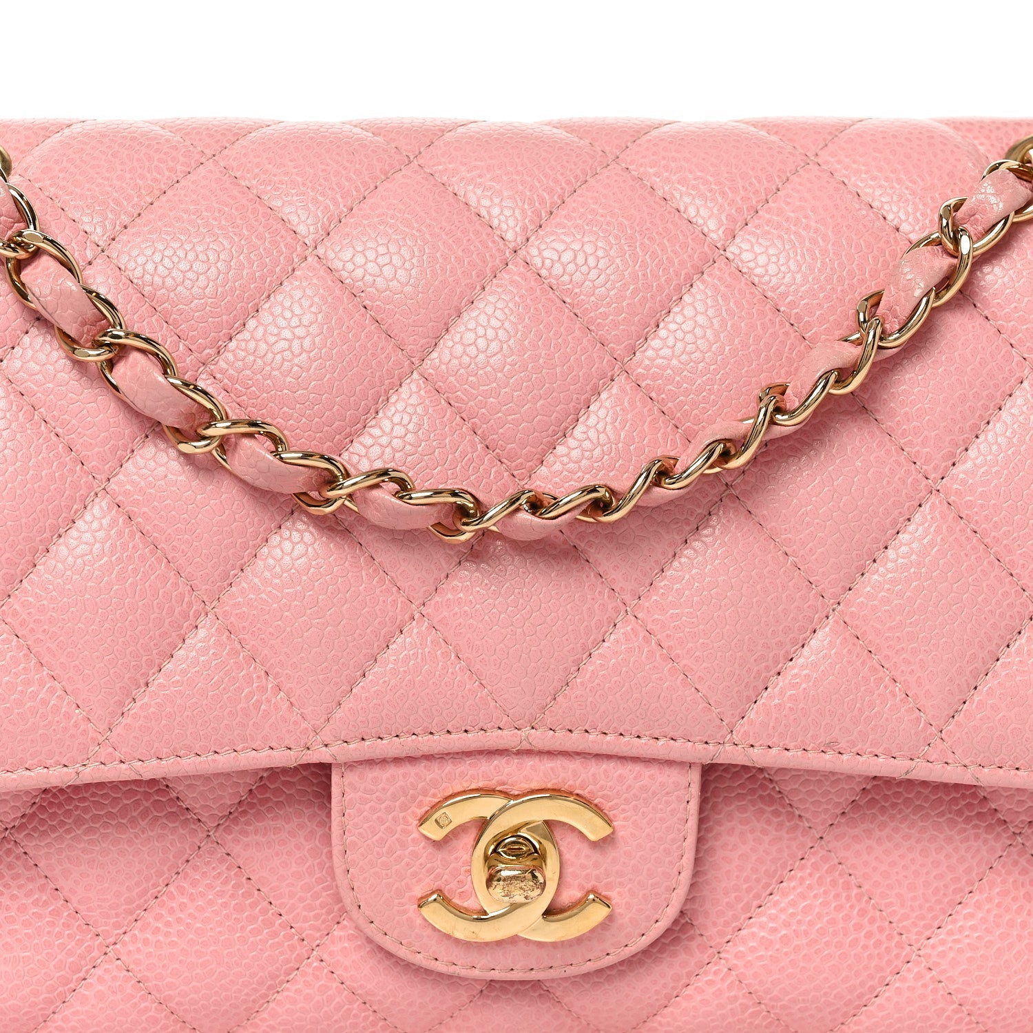 Chanel Caviar Quilted Medium Double Flap Pink