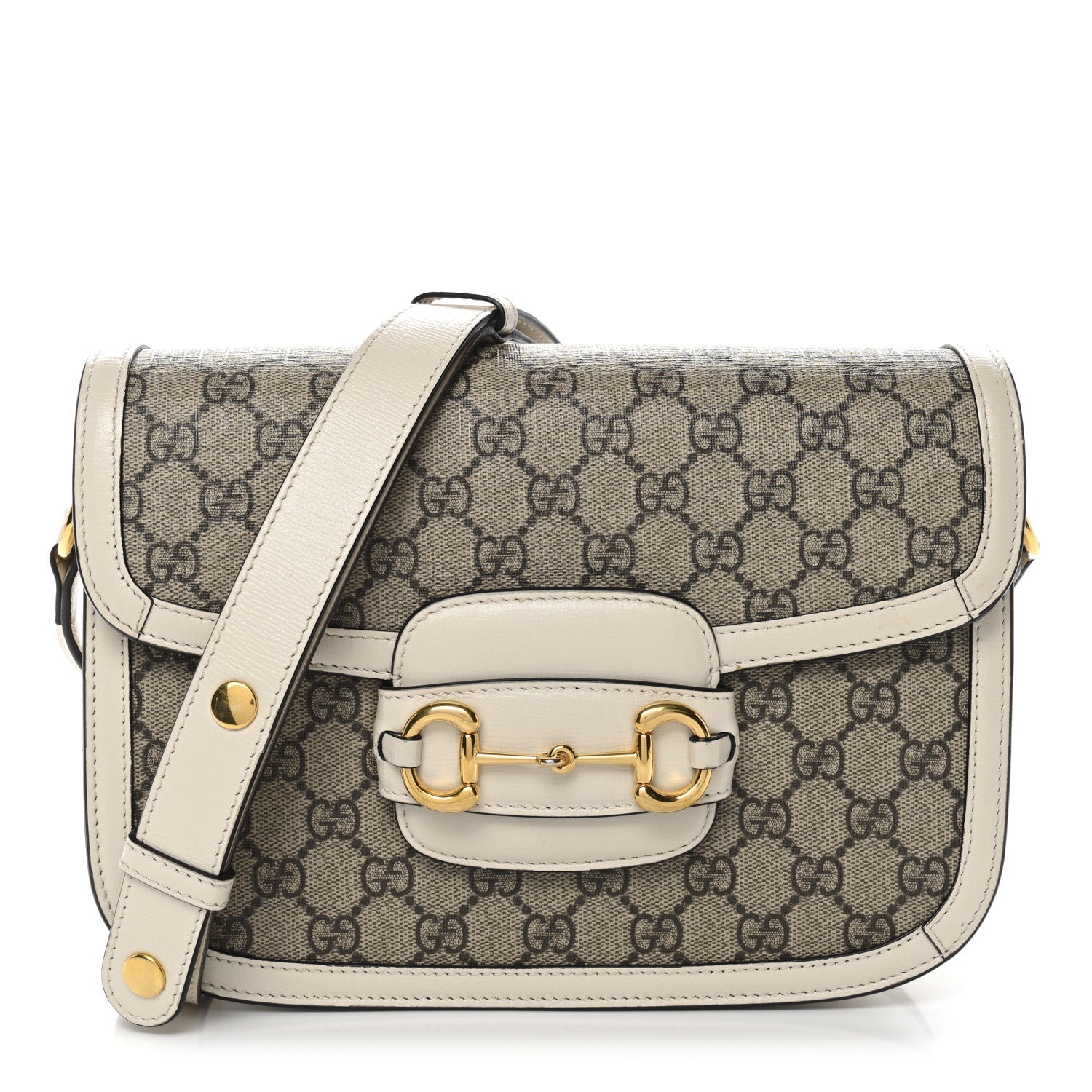 Gucci GG Supreme Monogram Horsebit 1955 Shoulder Bag Beige Mystic White