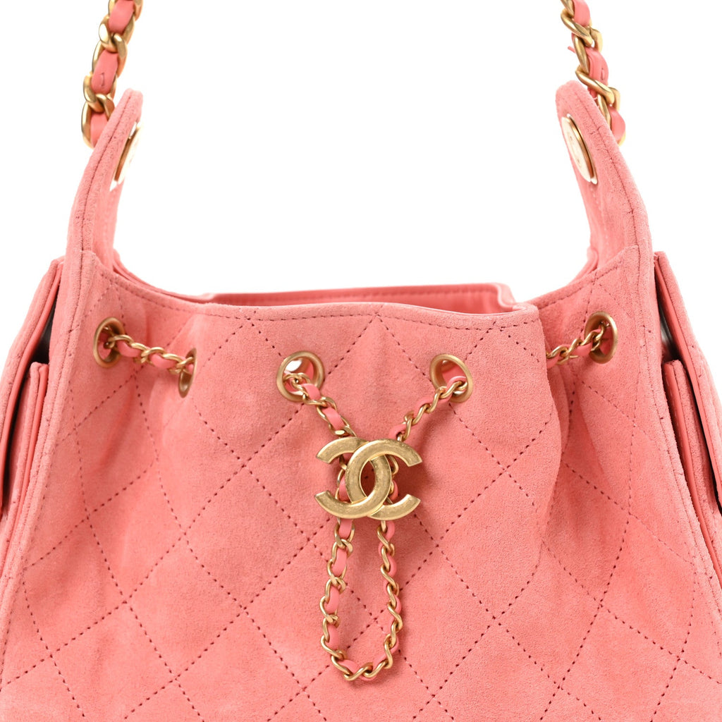 Chanel Suede Quilted Mini Chanel 25 Handbag Pink