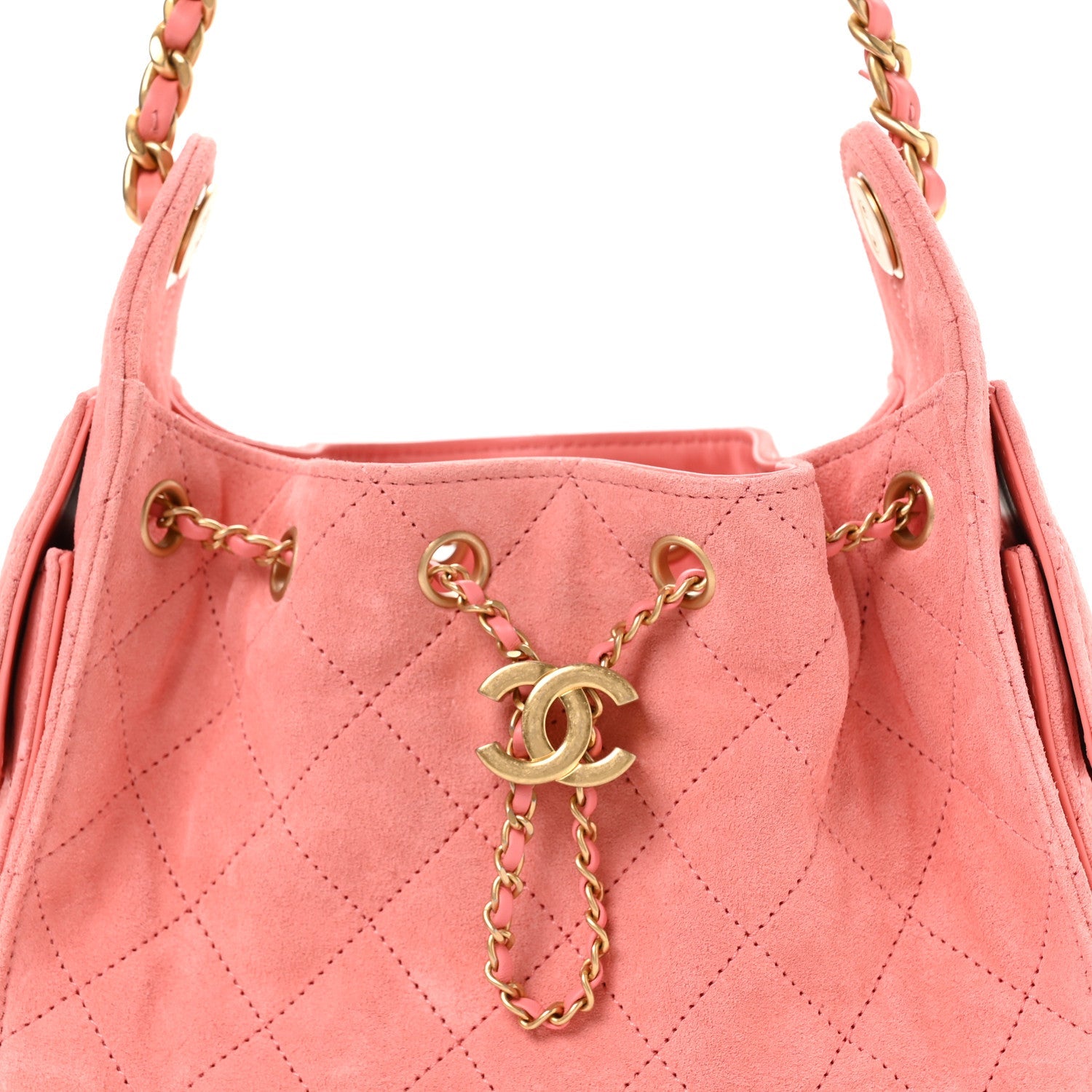 Chanel Suede Quilted Mini Chanel 25 Handbag Pink