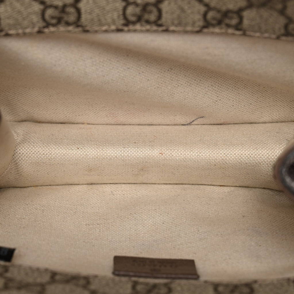 Gucci GG Supreme Monogram Web Small Neo Vintage Double Flap Messenger Bag Beige New Acero