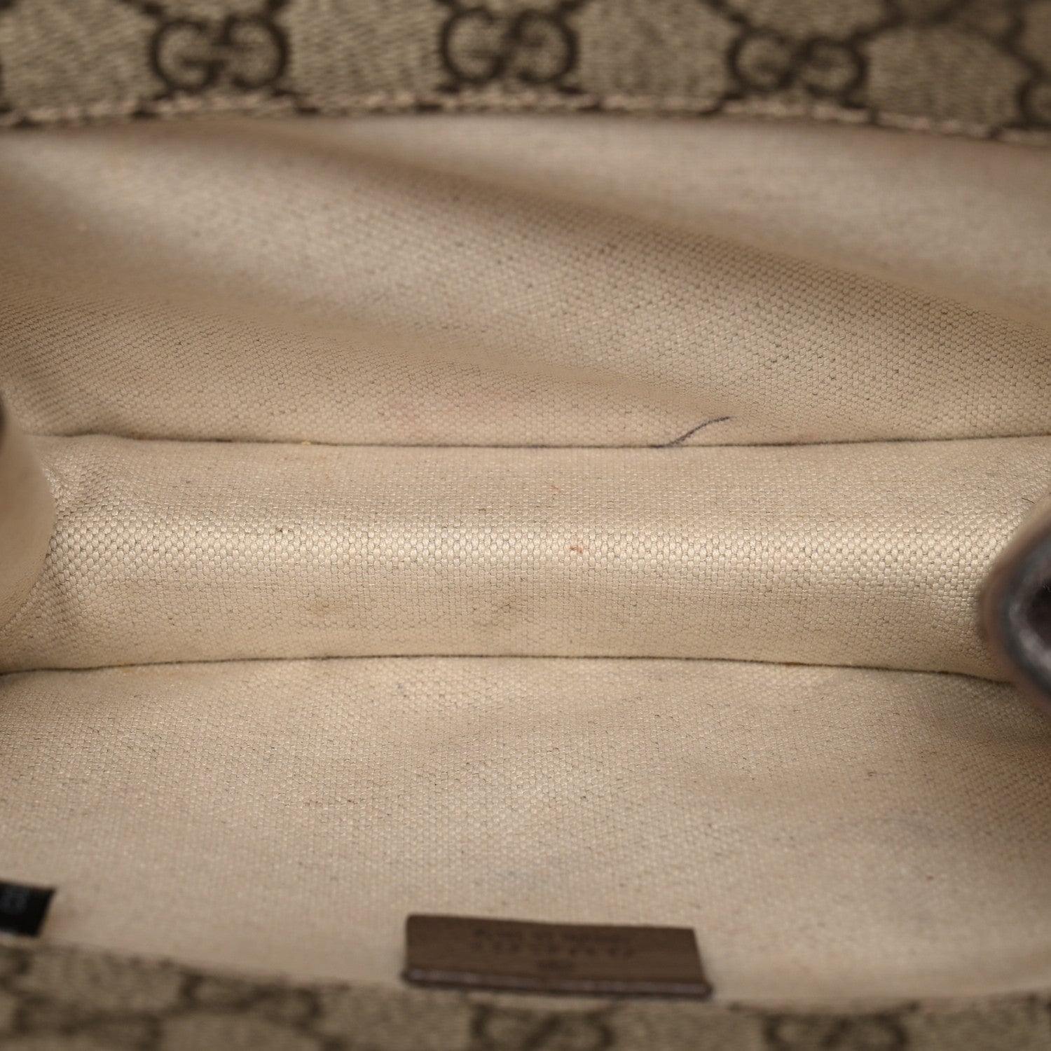 Gucci GG Supreme Monogram Web Small Neo Vintage Double Flap Messenger Bag Beige New Acero