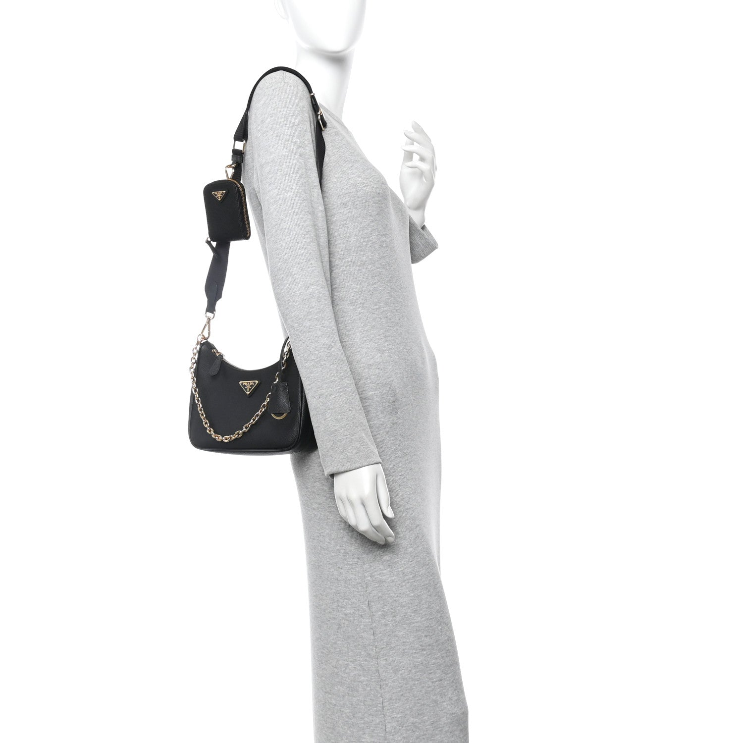 Prada Saffiano Lux Re-Edition 2005 Shoulder Bag Black