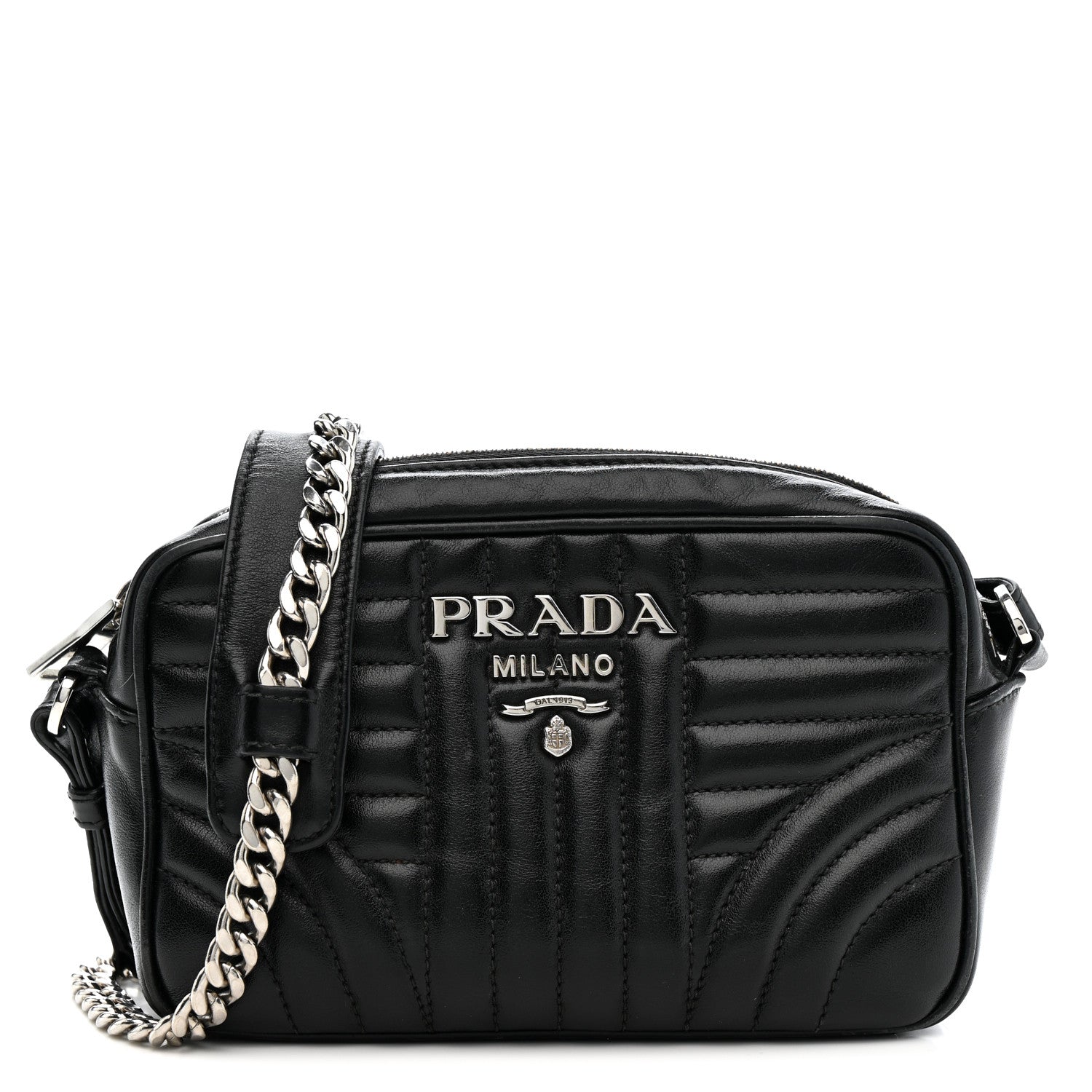 Prada Soft Calfskin Diagramme Camera Bag Black