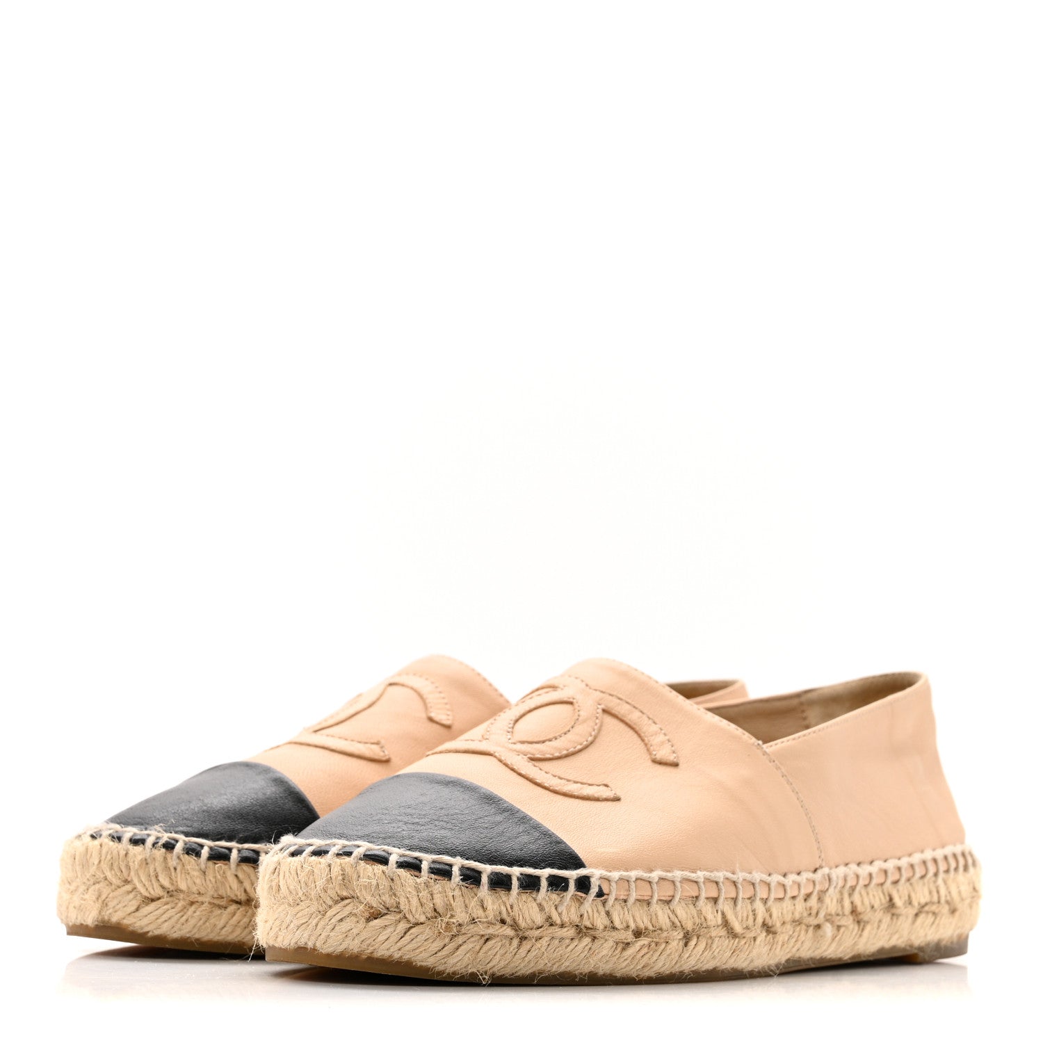 Lambskin CC Espadrilles 36 Beige Black