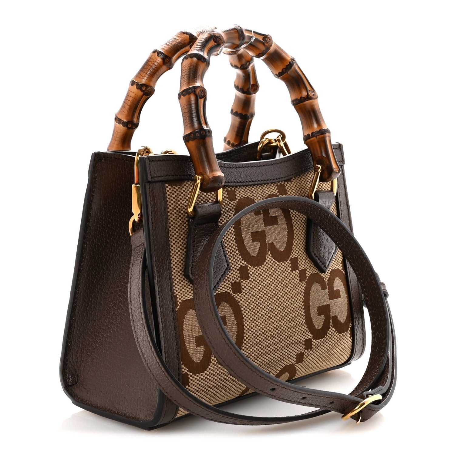 Gucci Monogram Jumbo GG Textured Dollar Calfskin Mini Diana Tote Bag Camel Ebony New Acero Pomegranate Red
