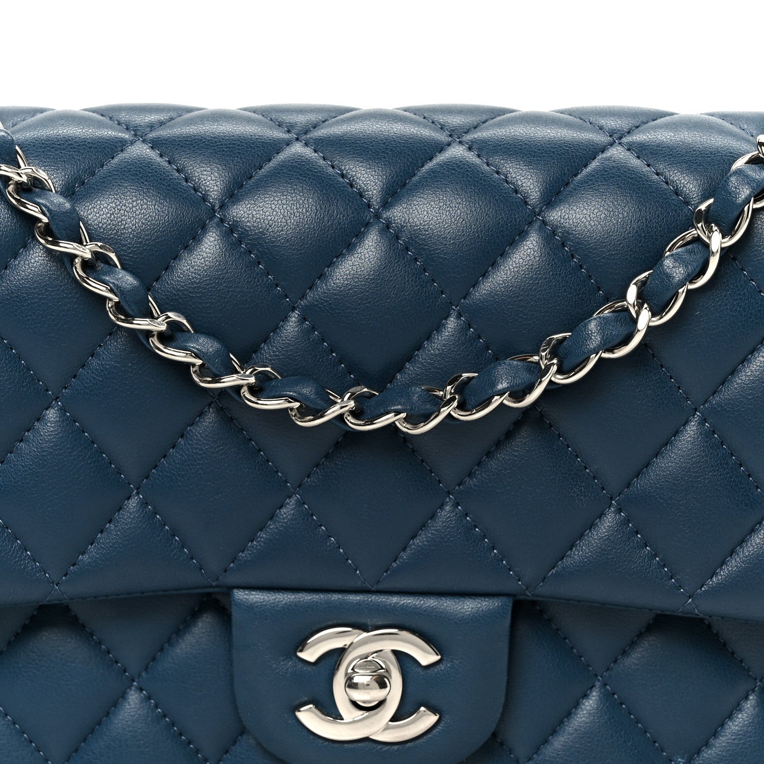 Chanel Lambskin Quilted Medium Double Flap Navy