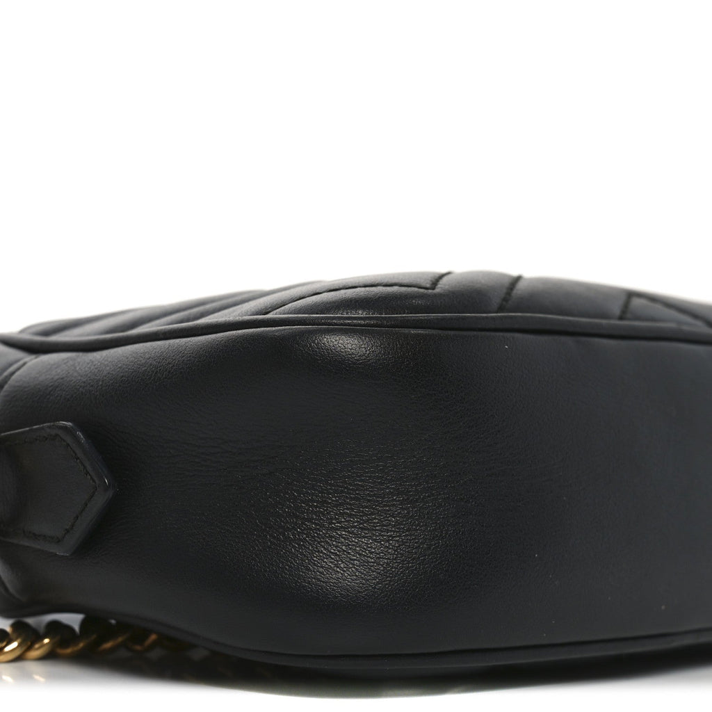 Gucci Calfskin Matelasse Mini GG Marmont Chain Shoulder Bag Black