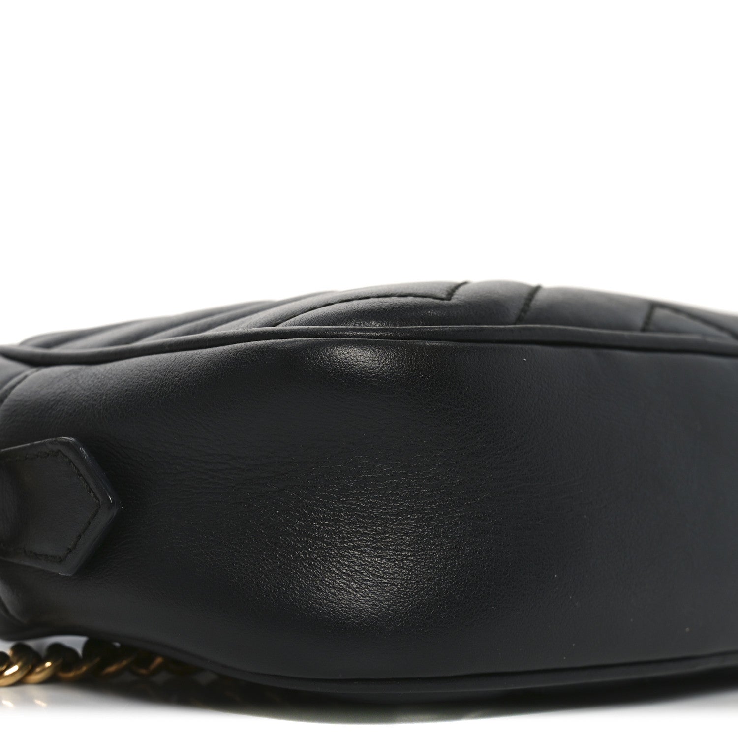 Gucci Calfskin Matelasse Mini GG Marmont Chain Shoulder Bag Black
