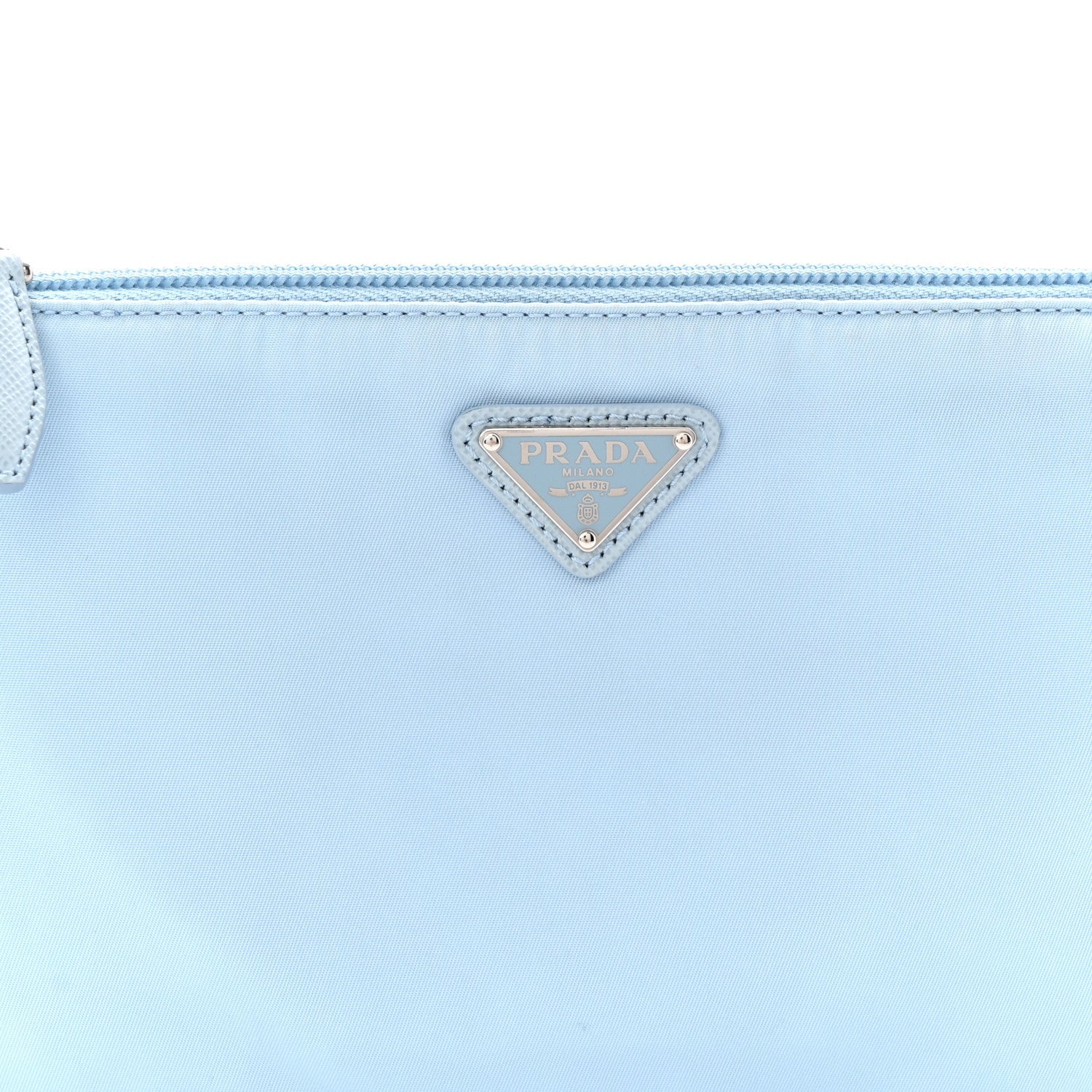 Prada Re-Nylon Vela Saffiano Mini Pochette Bag Celeste