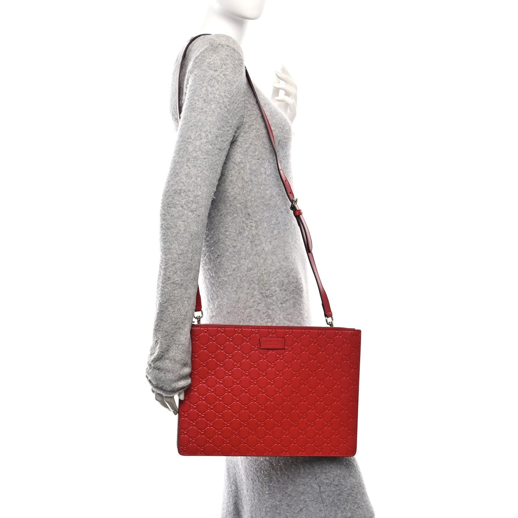 Gucci Guccissima Signature Messenger Bag Hibiscus Red