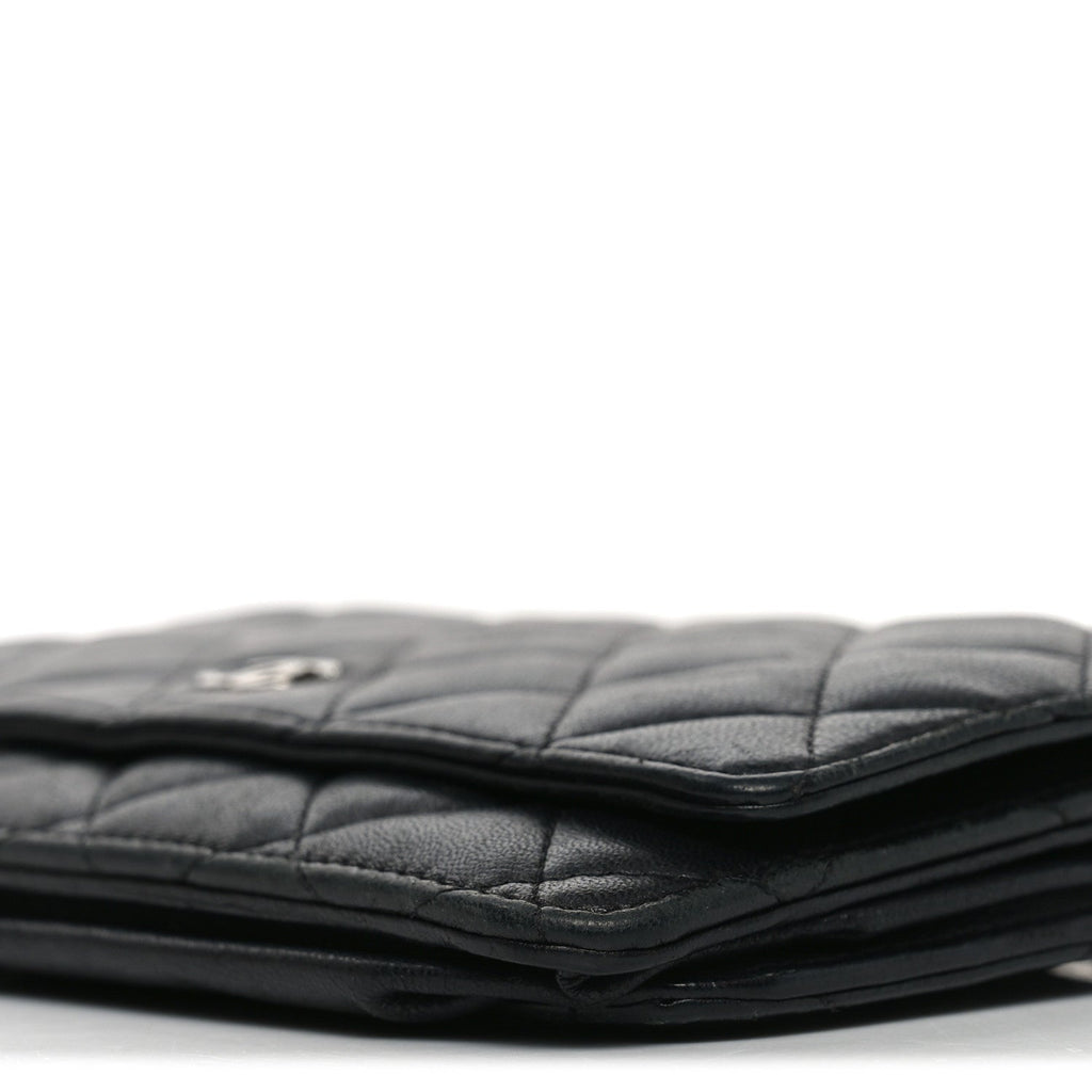 Chanel Lambskin Quilted Wallet On Chain WOC Black