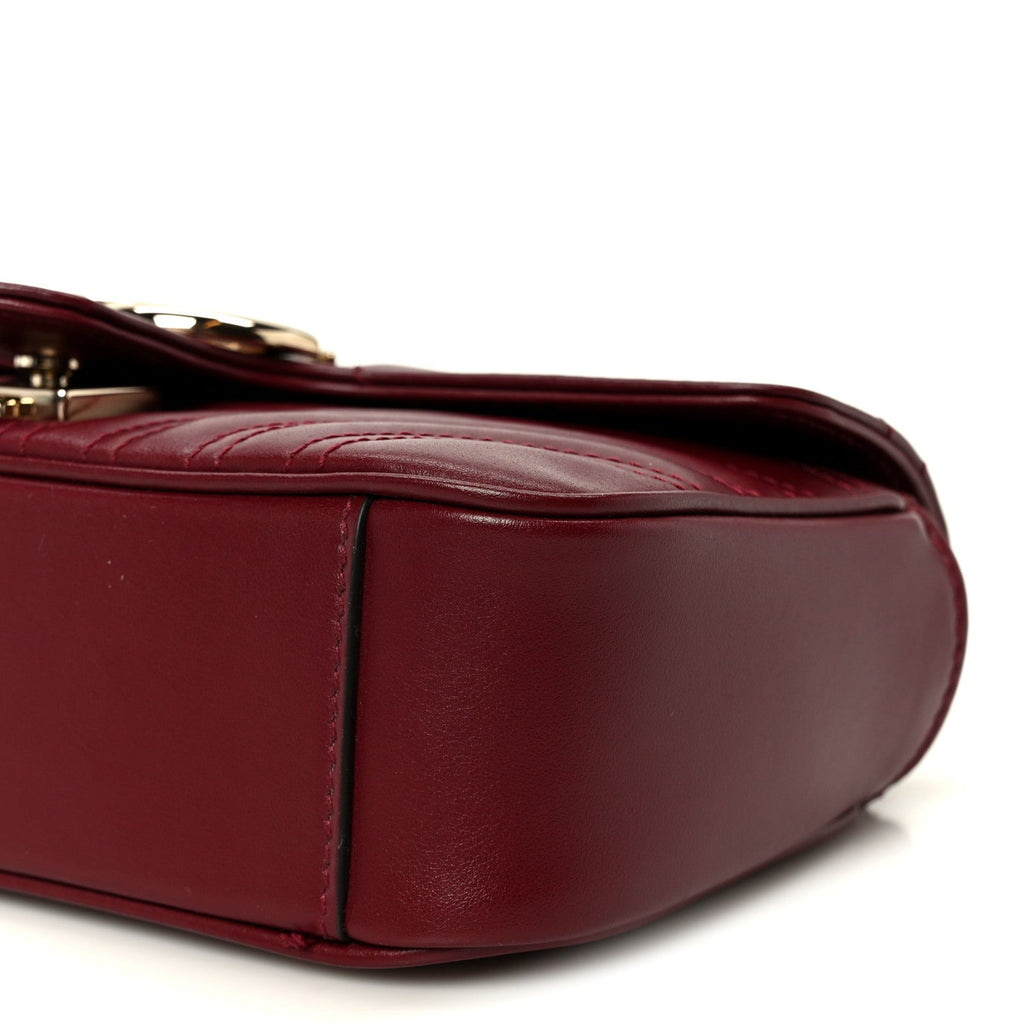 Gucci Calfskin Matelasse Small GG Marmont Shoulder Bag Rosso Ancora Red