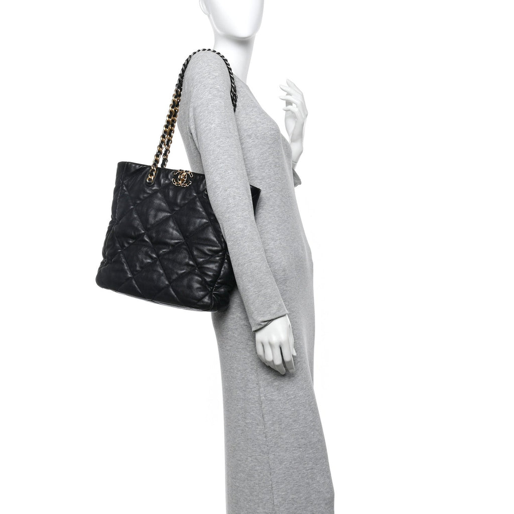 Chanel Lambskin Quilted Chanel 19 Shopping Bag Black