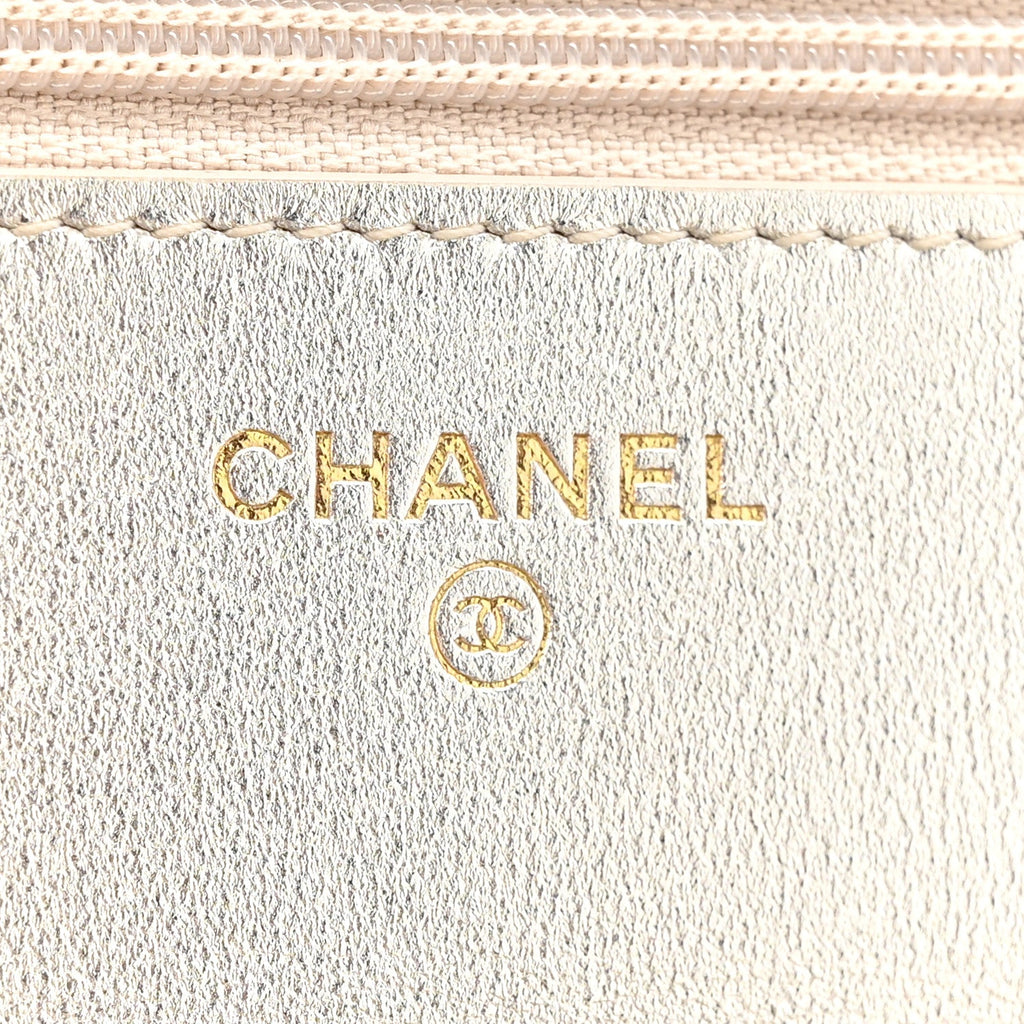 Chanel Gradient Metallic Lambskin Quilted Like A Wallet Wallet On Chain WOC Gold Pink
