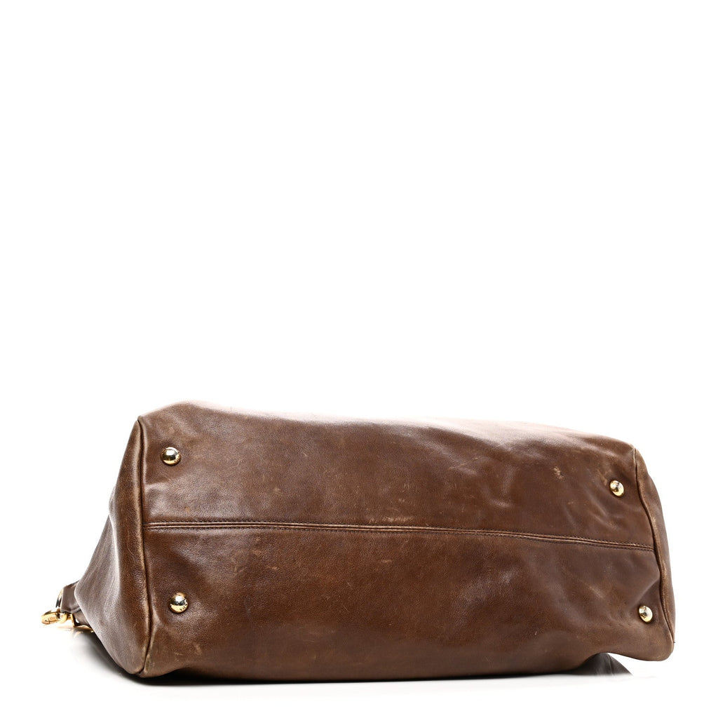 Prada Soft Calf Shopping Tote Brown