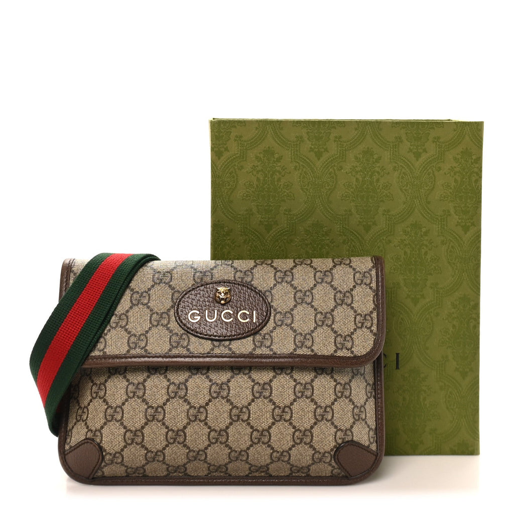 Gucci GG Supreme Monogram Neo Vintage Web Belt Bag Brown