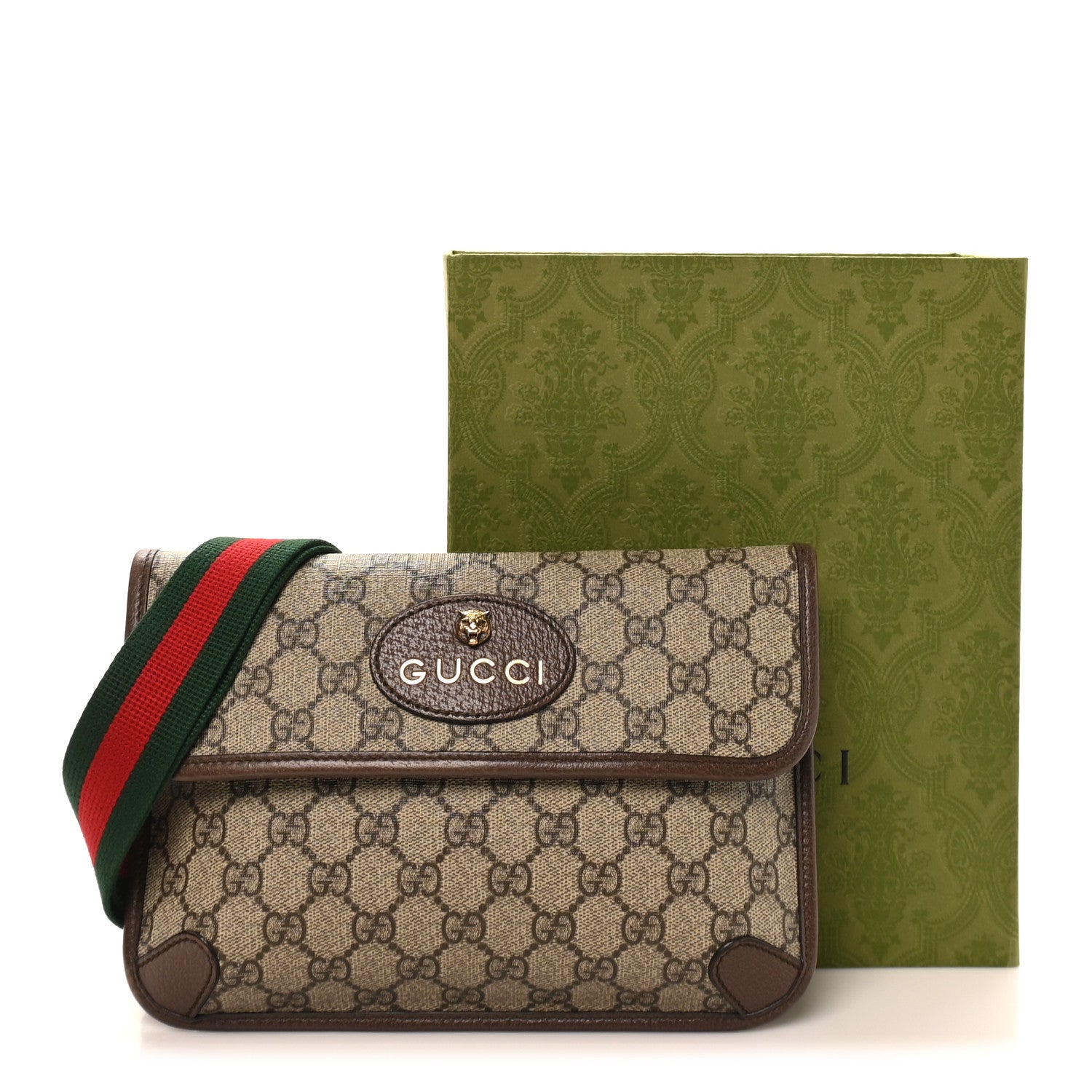 Gucci GG Supreme Monogram Neo Vintage Web Belt Bag Brown