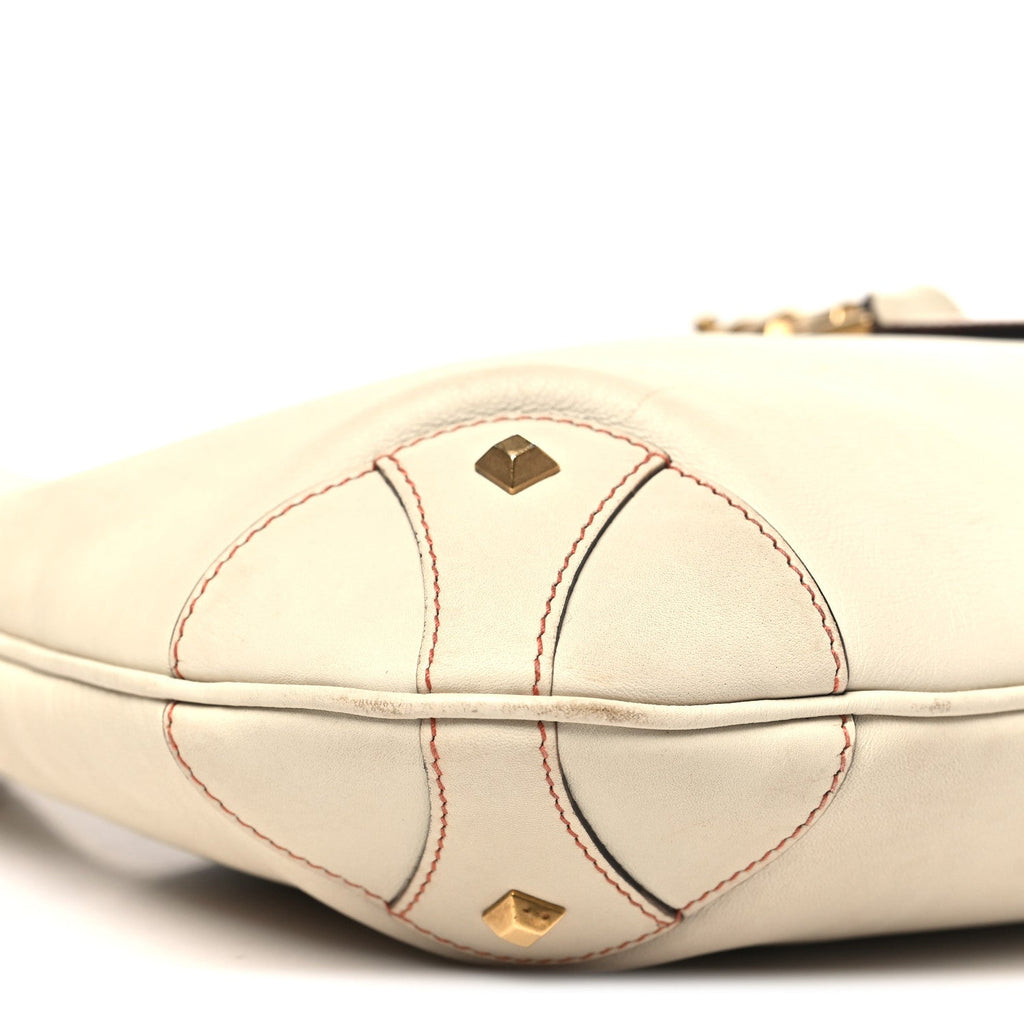 Gucci Calfskin Piston Lock Jackie O Hobo White