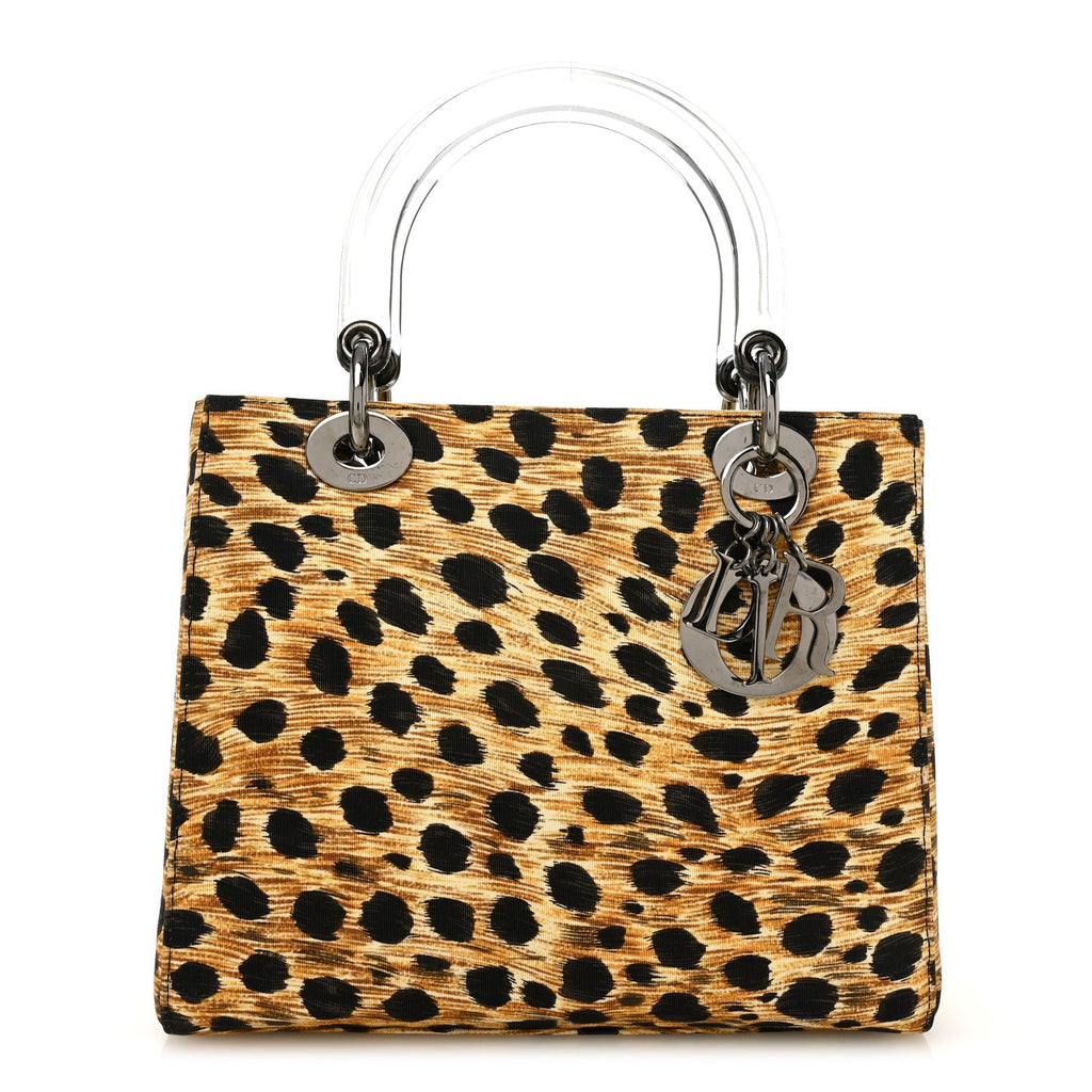 Christian Dior Canvas Leopard Print Medium Lady Dior