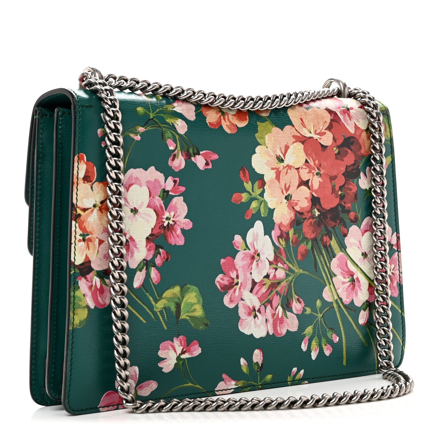 Gucci Calfskin Blooms Print Medium Dionysus Shoulder Bag Bright Emerald Multicolor
