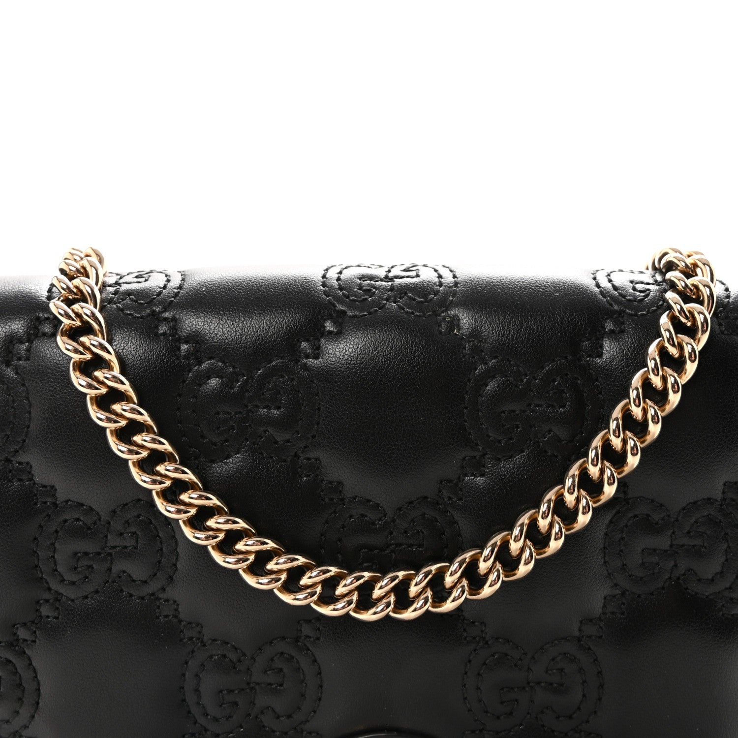 Gucci Calfskin GG Matelasse Chain Wallet Black