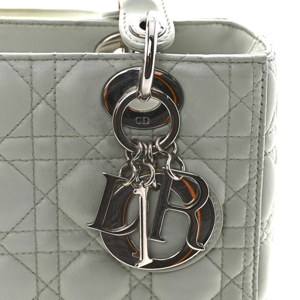 Christian Dior Lambskin Cannage Medium Lady Dior Green