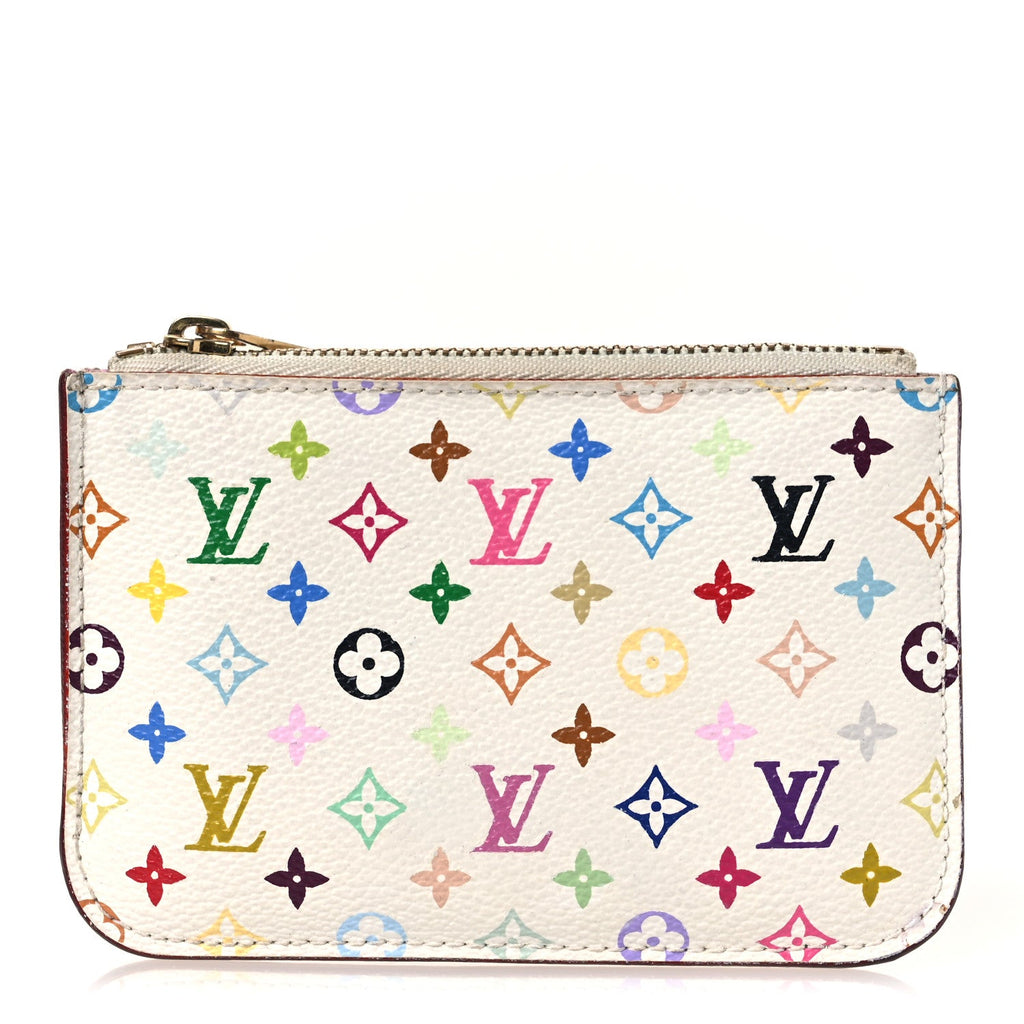 Louis Vuitton Monogram Multicolor Key Pouch White Litchi
