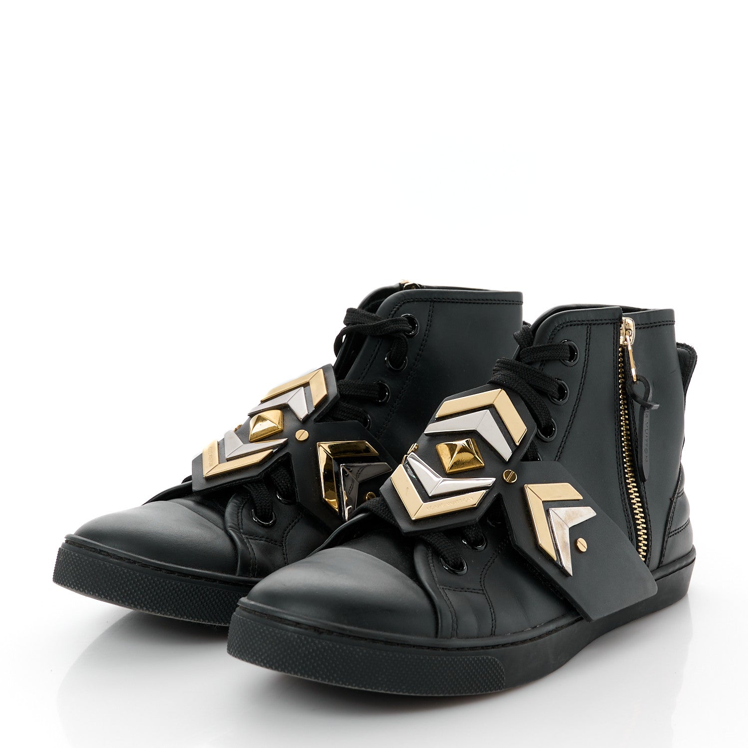 Louis Vuitton Calfskin Punchy Karakoram Sneaker Boots 37.5 Black