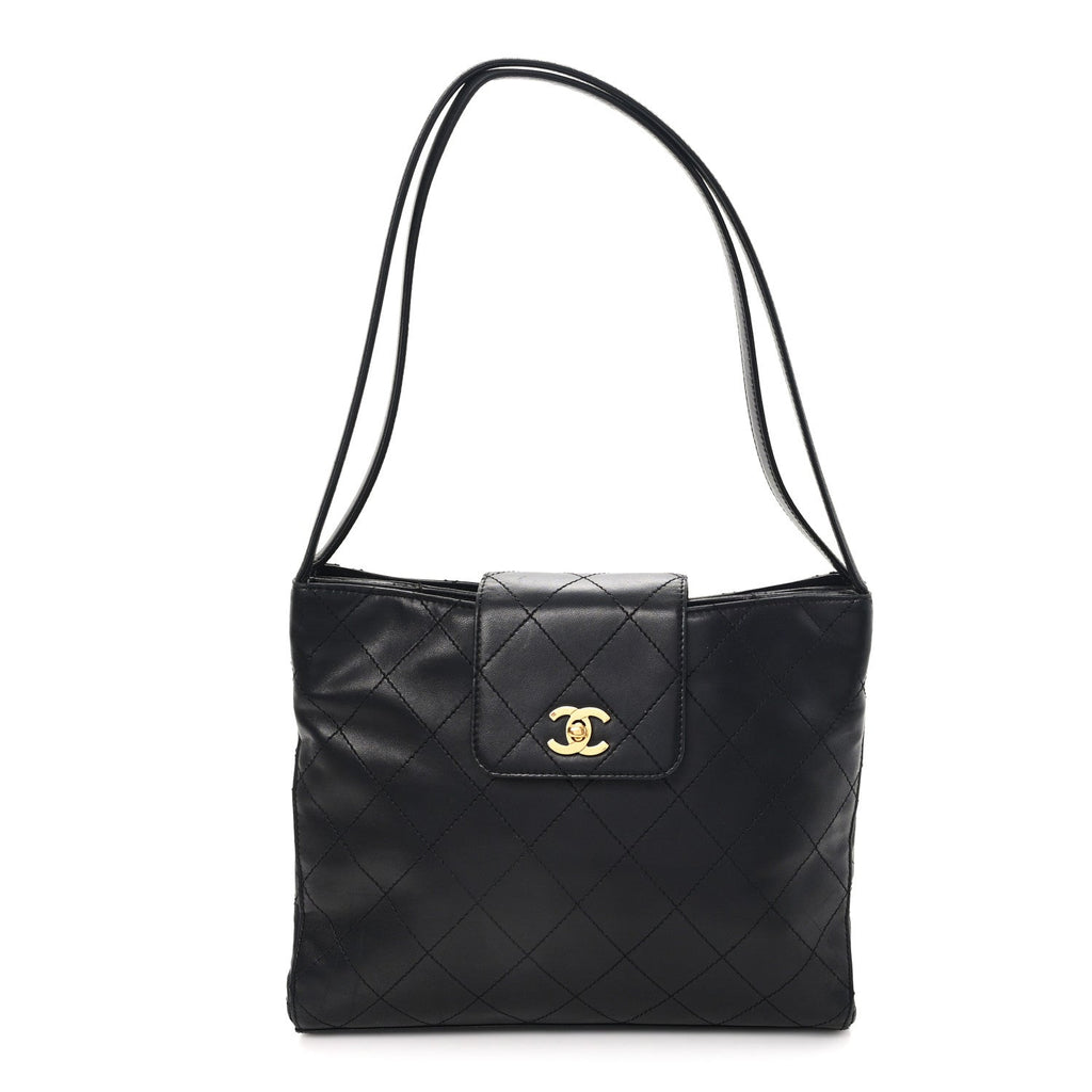Chanel Lambskin Quilted CC Flap Shoulder Bag Black