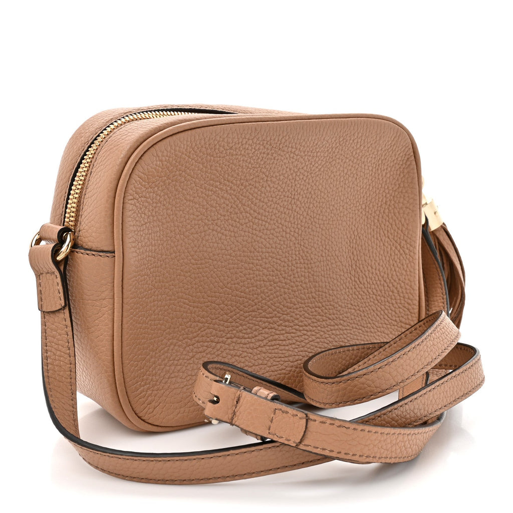 Gucci Pebbled Calfskin Small Soho Disco Bag Camelia