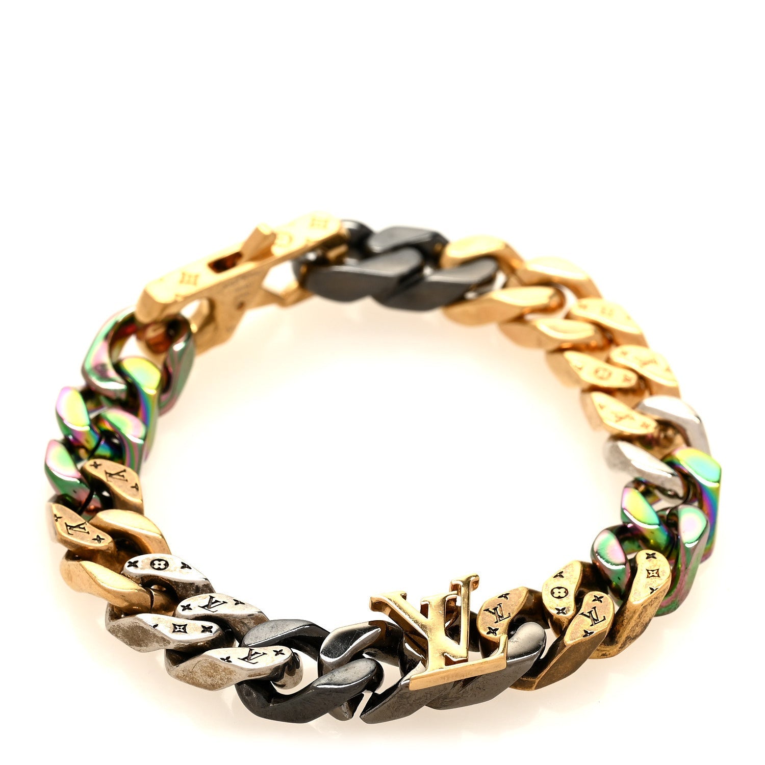 Louis Vuitton Metal Signature Chain Bracelet Rainbow