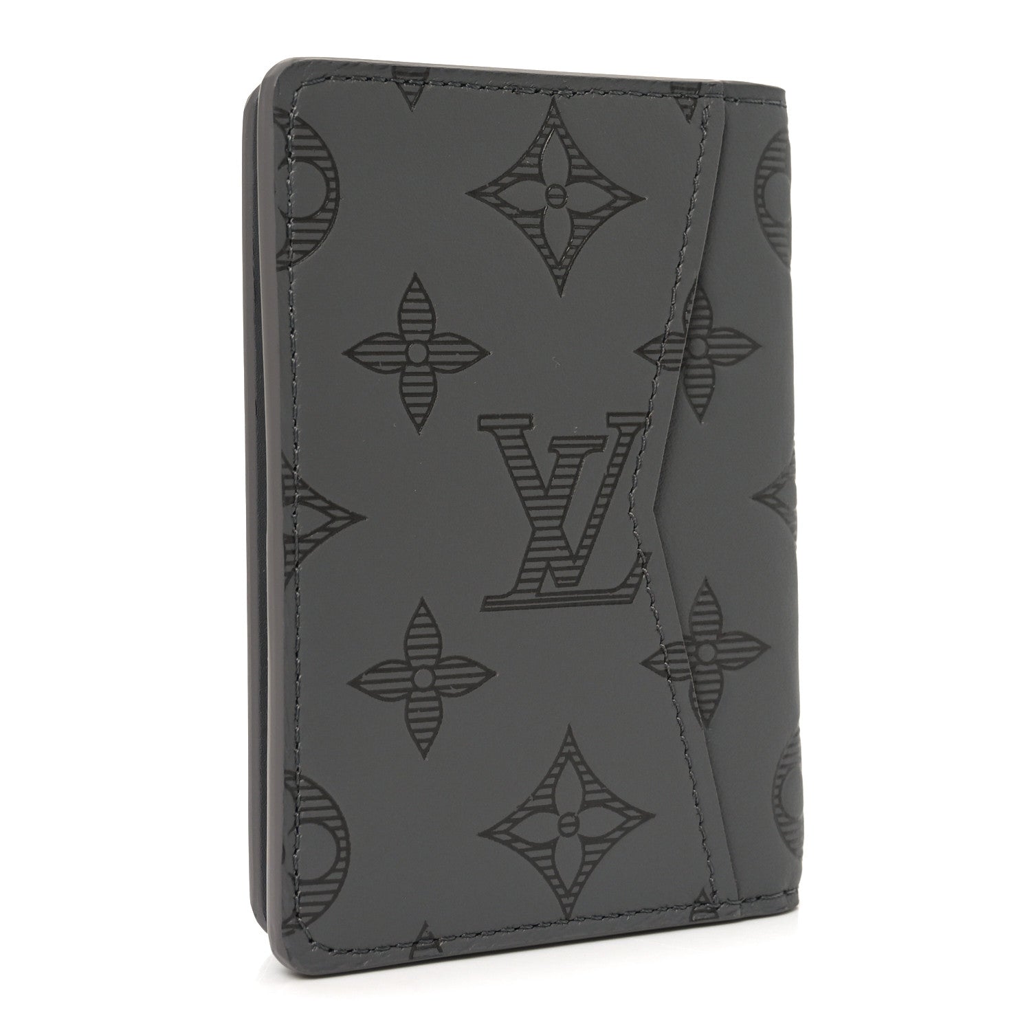 Louis Vuitton Calfskin Monogram Shadow Pocket Organizer Antarctic Grey