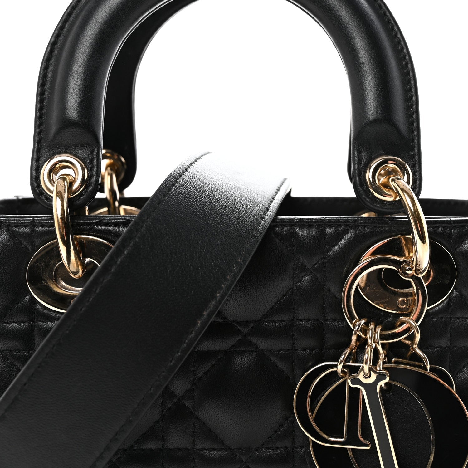 Christian Dior Lambskin Cannage Small My ABCDior Lady Dior Black
