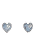 Gucci Sterling Silver Enamel Interlocking G Heart Stud Earrings Blue