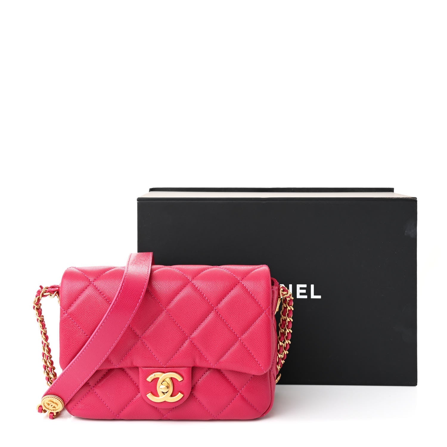 Chanel Caviar Quilted Small Twist Your Buttons Flap Fuchsia