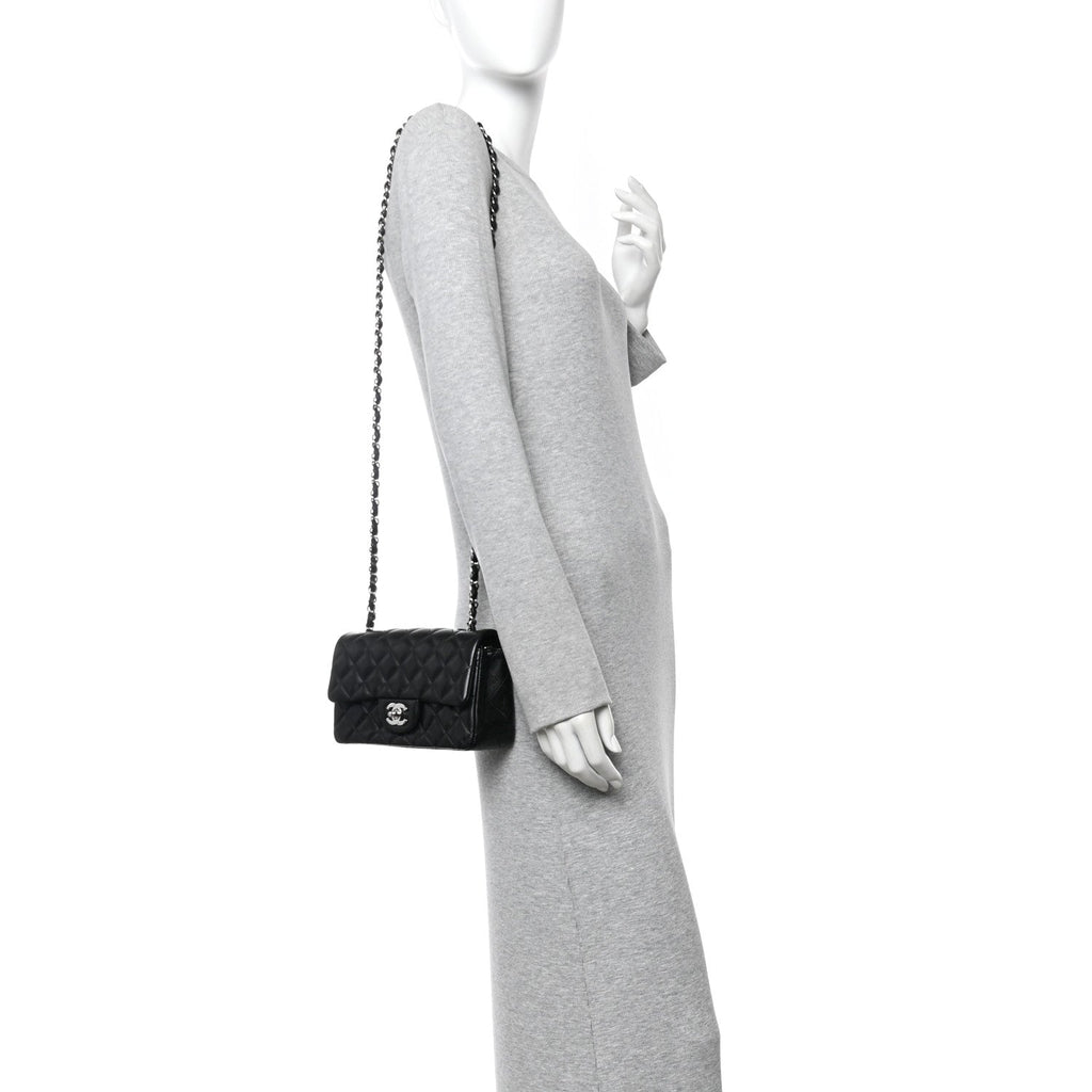 Chanel Lambskin Quilted Mini Rectangular Flap Black