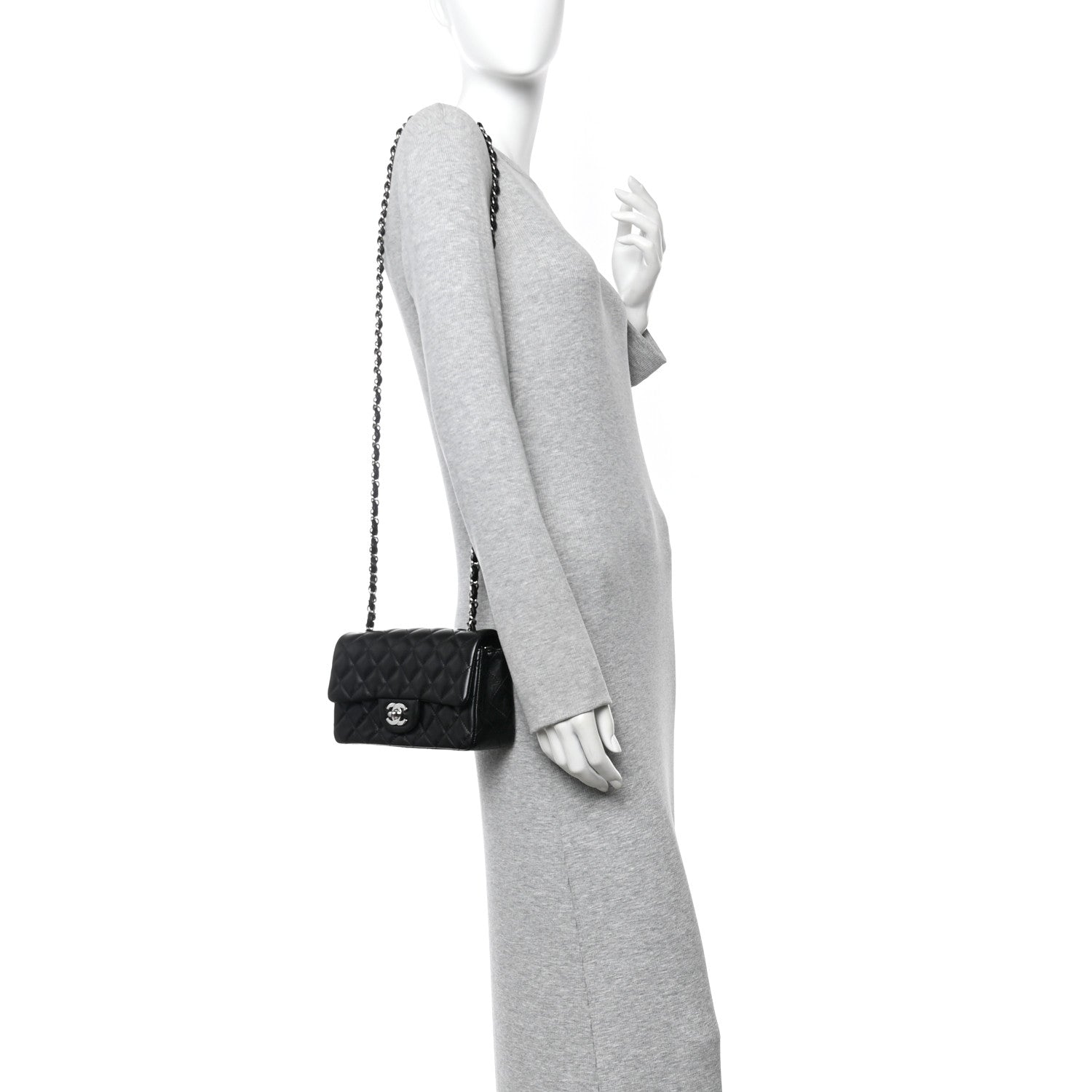 Chanel Lambskin Quilted Mini Rectangular Flap Black