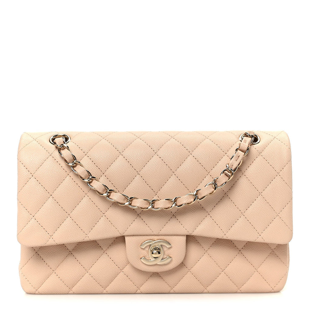Chanel Caviar Quilted Medium Double Flap Light Beige