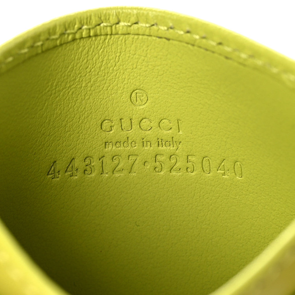 Gucci Calfskin Matelasse GG Marmont Card Holder Bright Green